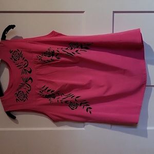Silky Pink and Black Women's Shell
